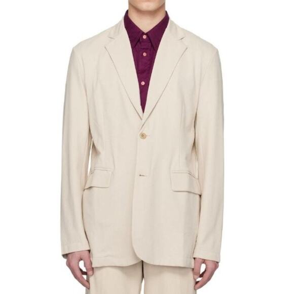 NEW $700 Acne Studios Beige Single Breasted Stretch Blazer Jacket Mens 42/XL - Picture 1 of 8